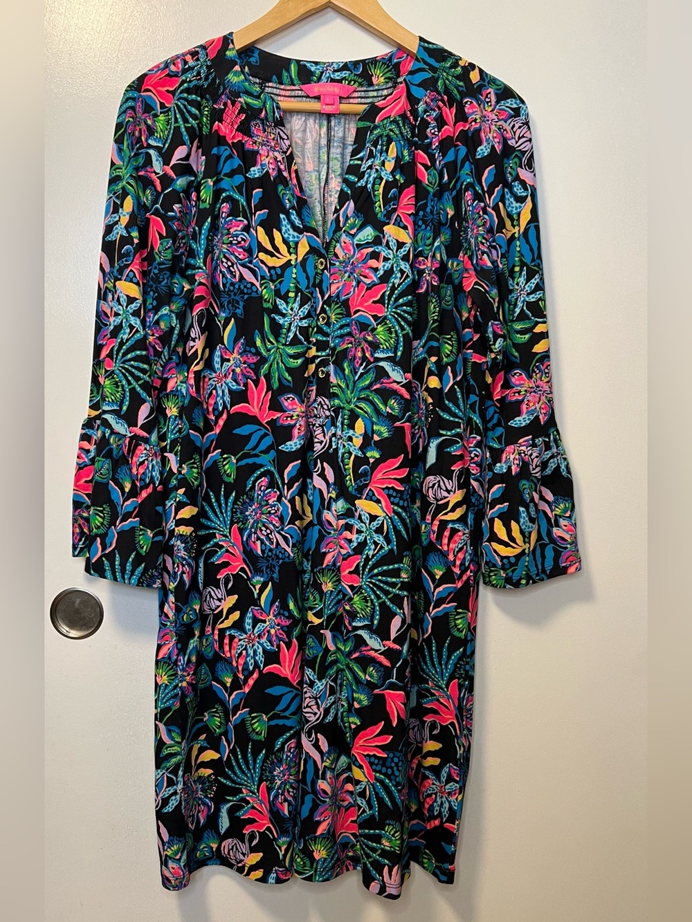 Lilly Pulitzer Onix Norris 3/4 Sleeve Dress Size L